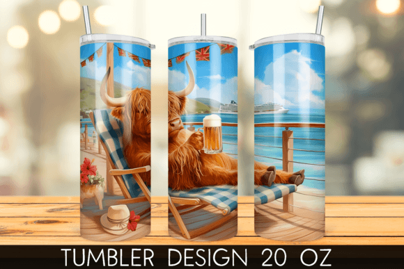 Download Vacation Beach Highland Cow Tumbler Wrap - Vacation Collection