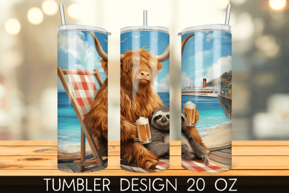 Download Vacation Beach Highland Cow Tumbler Wrap - Vacation Collection