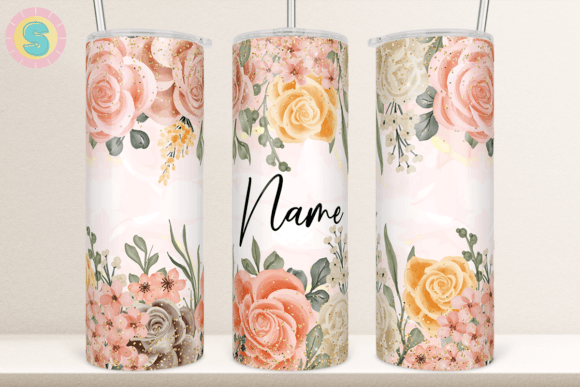 Download Floral Add Your Own Name Tumbler Wrap - Premium Resources