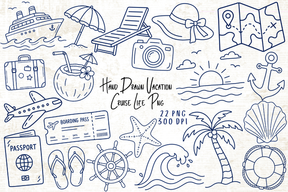 Download Hand Drawn Vacation Cruise Life PNG - Vacation Collection