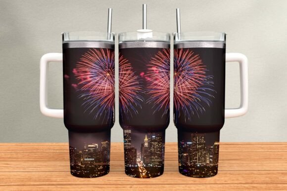 Download Night City Fireworks Tumbler Wrap PNG - Fireworks tumbler Collection