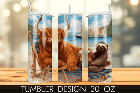 Download Vacation Beach Highland Cow Tumbler Wrap - Vacation Collection