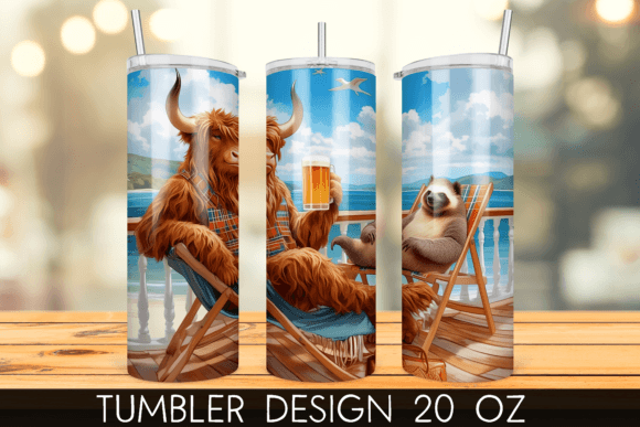Download Vacation Beach Highland Cow Tumbler Wrap - Vacation Collection