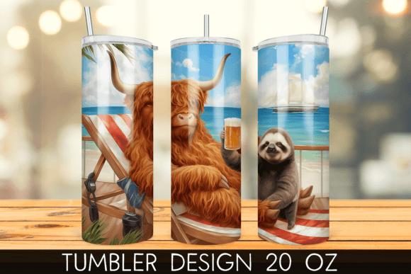 Download Vacation Beach Highland Cow Tumbler Wrap - Vacation Collection