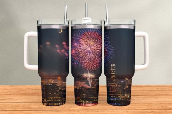Download City Skyline Fireworks Tumbler Wrap - Fireworks tumbler Collection